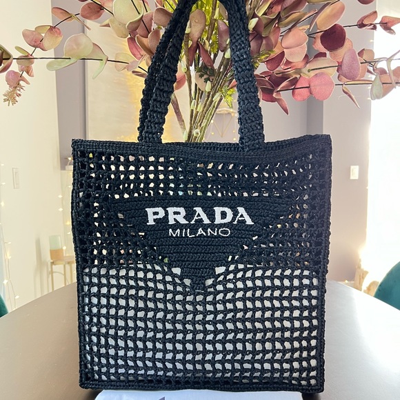 Prada Handbags - ❌❌SOLD New Prada Raffia Crochet Tote Bag